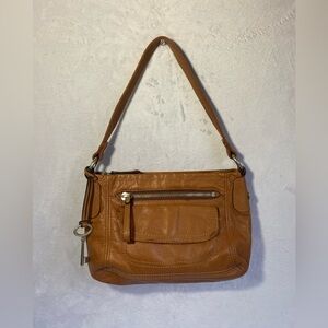 Vintage 2000’s Fossil Hanover Brown Leather Shoulder Bag Purse